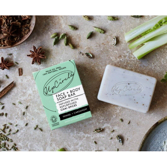 UPCIRCLE ORGANIC FENNEL & CARDAMOM CHAI SOAP BAR 100G